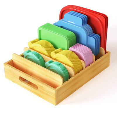 バンブー食品容器 調整可能な分隔器の蓋オーガナイザー 30.49 x 25.41 x 6.36CM