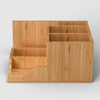 20x18x10cm バンブー デスクオーガナイザー 彫刻ペンホルダー オフィス用品 クラシックデザイン