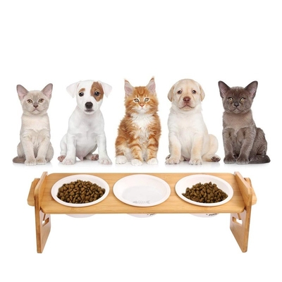 OEM/ODM 受け入れられる 木製スタンド ペット 食卓 調整可能な竹のスタンドの猫飼料