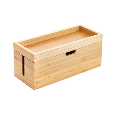 ケーブルをきれいに保管するための蓋付きの便利な竹の貯蔵箱 1-2KG 31.8x12.2x10cm