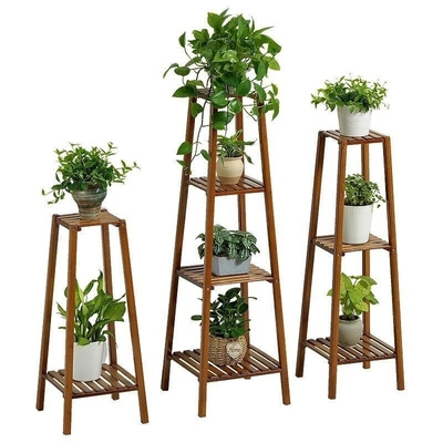 多層固形竹の植物棚 家庭用バルコニー用のスタンド 環境に優しい素材